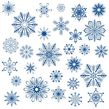 Snowflake shapes isolated on white clipart