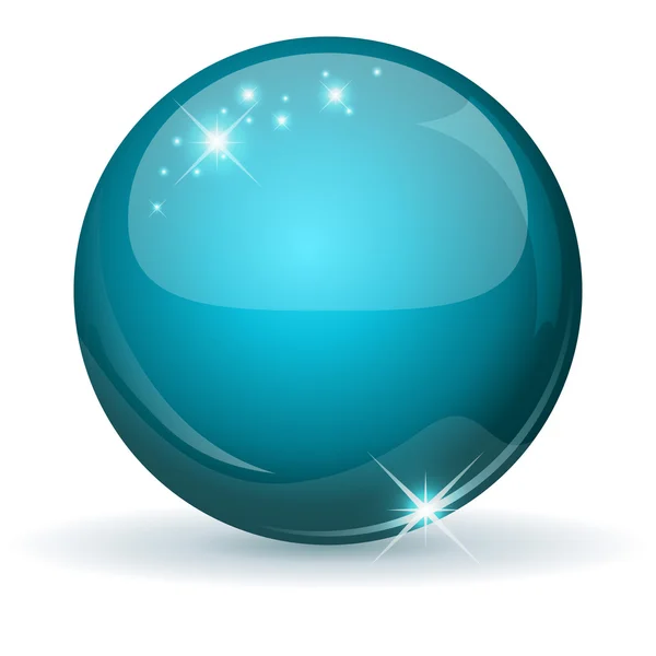Teal glossy sphere isolated on white. — Stock Vector