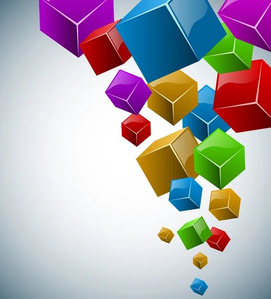 Fundo colorido do vetor dos cubos 3D com espaço da cópia . — Vetor de Stock
