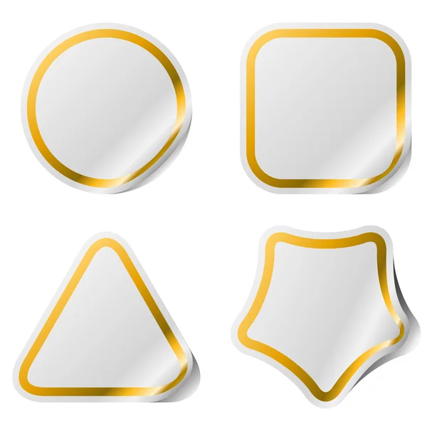 Blank stickers with golden frame. — Stock Vector