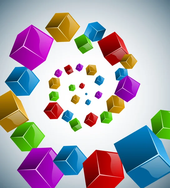 Fondo abstracto cubos de colores espiral vector . — Vector de stock