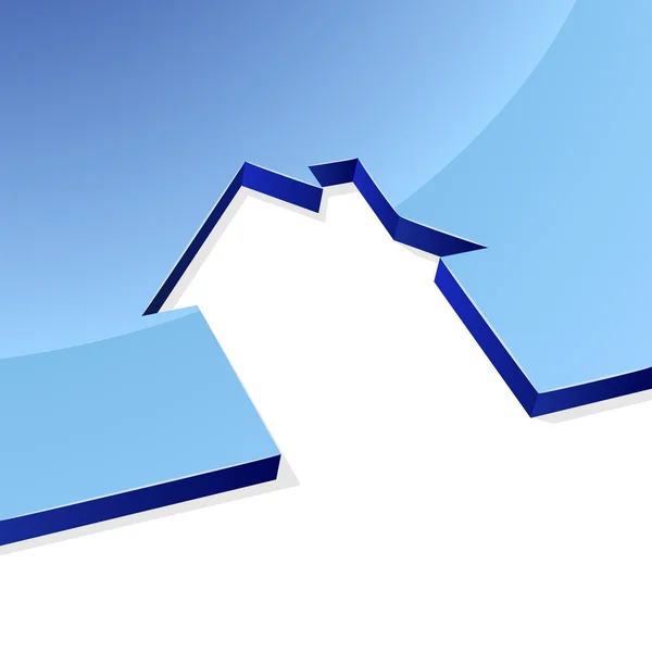 蓝色的房子 3d 形状概念图像与白色副本空间. — 图库矢量图片
