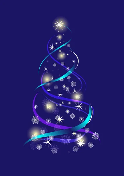 Abstraktní vánoční strom na modrém pozadí vektorové ilustrace. — Stockový vektor