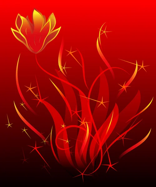 Abstract red fire flower vector illustration. — Stock Vector