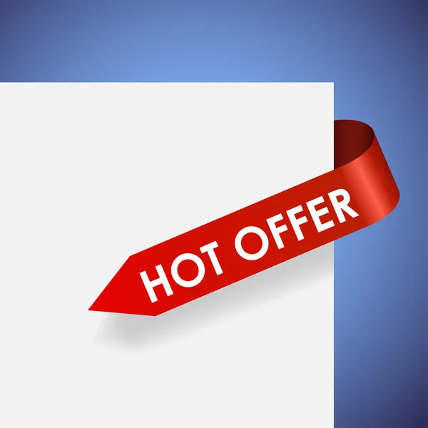 Hot offer red paper label vector illustration. — Stock Vector
