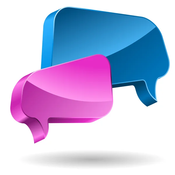 Pink and blue speech bubbles 3D icon. — Stock Vector