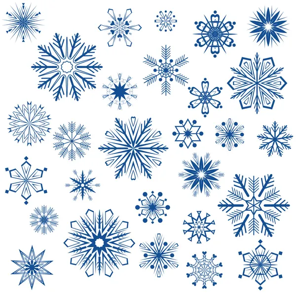 Snowflake shapes isolated on white — Stock Vector