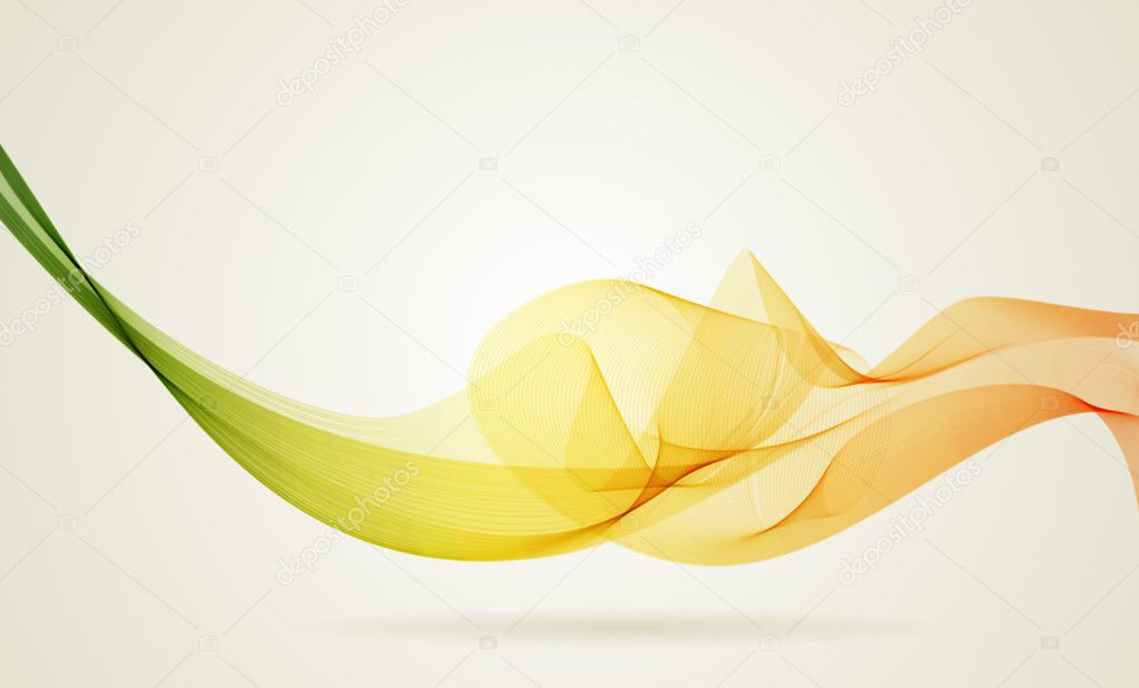 Green and yellow smoky wave vector background with copy space.