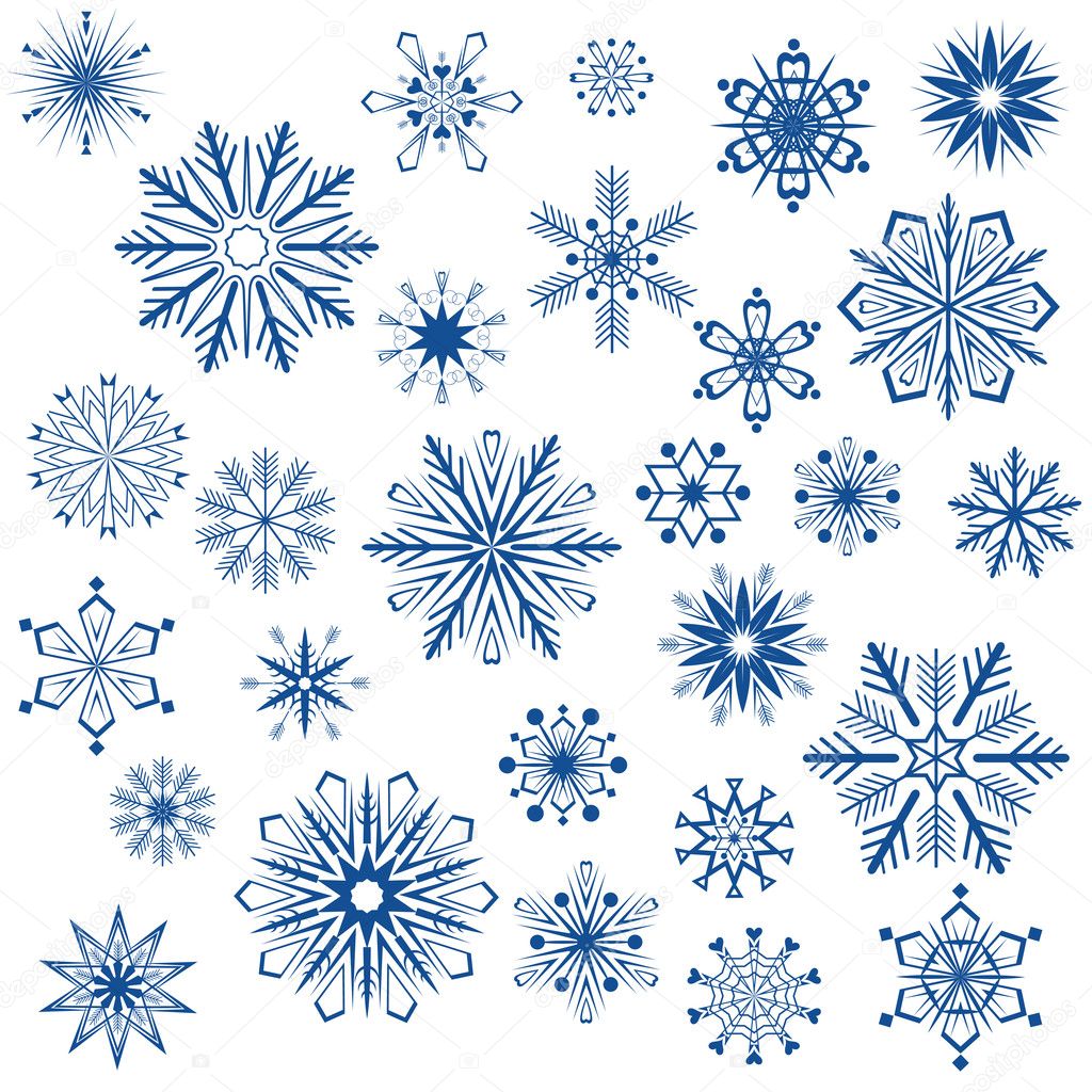 Snowflake shapes isolated on white