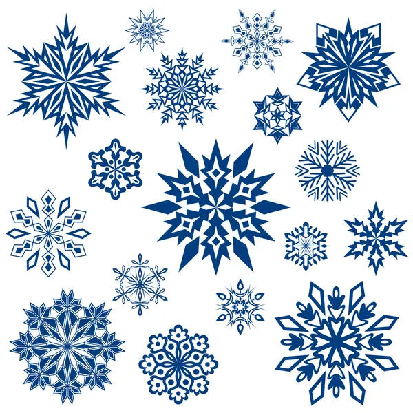 Snowflake shapes collection isolated on white. — Stock Vector