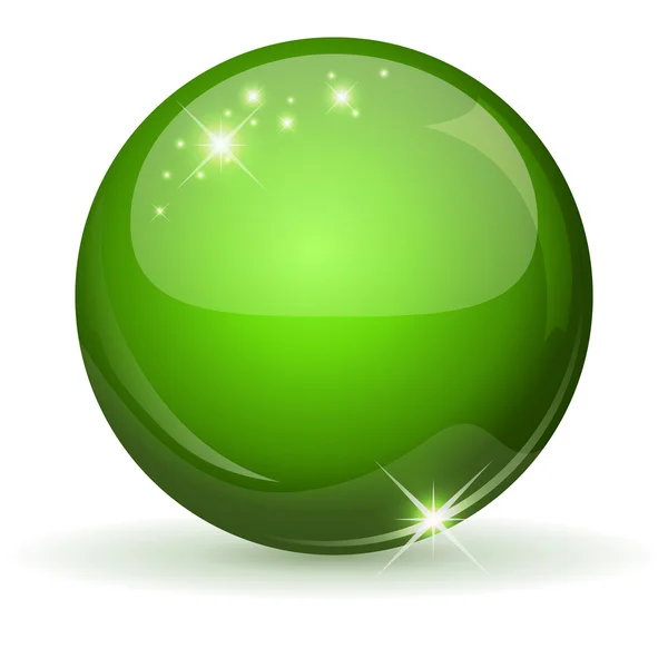 白で隔離される緑の光沢のある球. — ストックベクタ