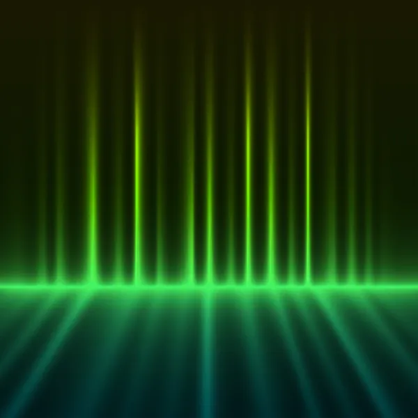 Abstract green colored aurora borealis lights vector background. — Stock Vector