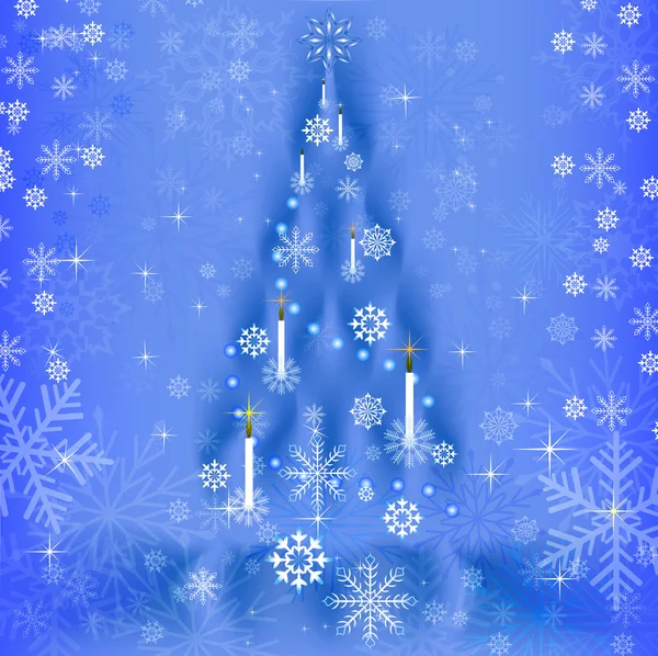 Fundo azul abstrato com forma de árvore de Natal . — Vetor de Stock