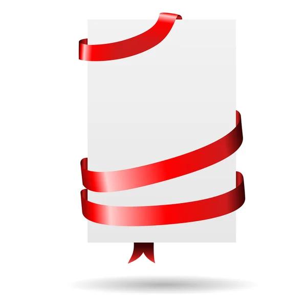 Papel en blanco envuelto con cinta roja . — Vector de stock