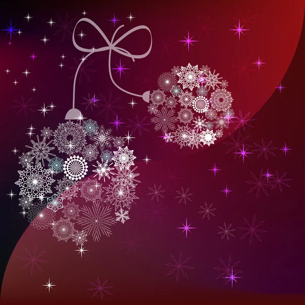 Boules de Noël en flocons de neige — Image vectorielle