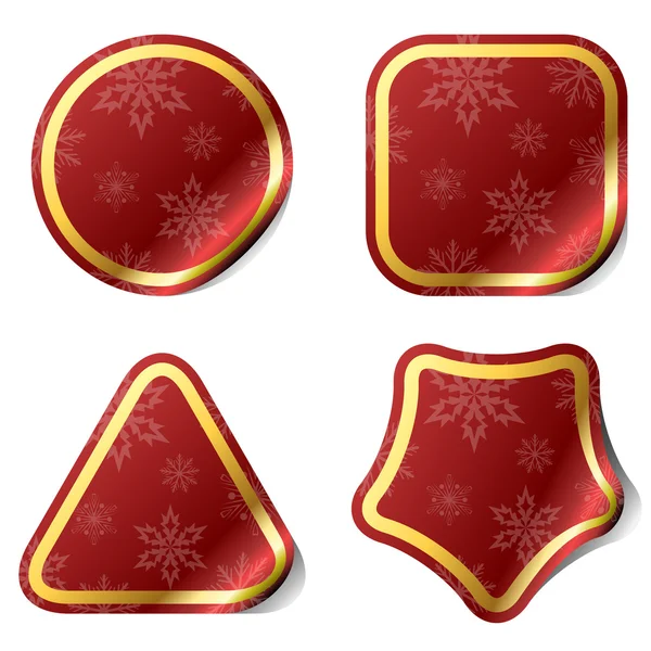 Κόκκινα Χριστούγεννα αυτοκόλλητα με νιφάδα χιονιού μοτίβο. — Διανυσματικό Αρχείο