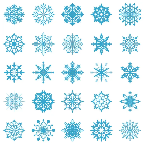 Snöflingor vektor samling isolerade på vit. — Stock vektor