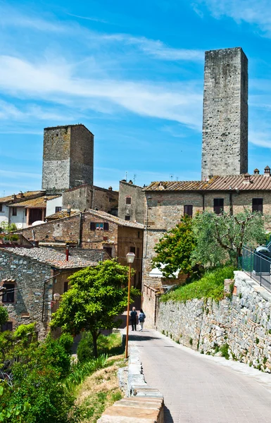 Strade di San Gimignano, punto di riferimento — Foto Stock