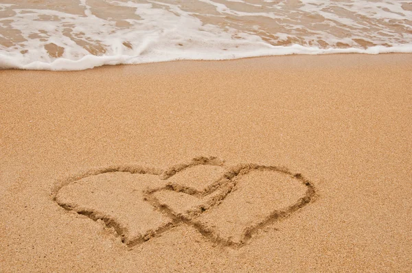Beach and love in sand. Stock Picture