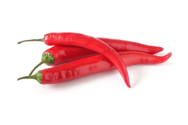 Three chili peppers isolated on white — Stock Photo, Image