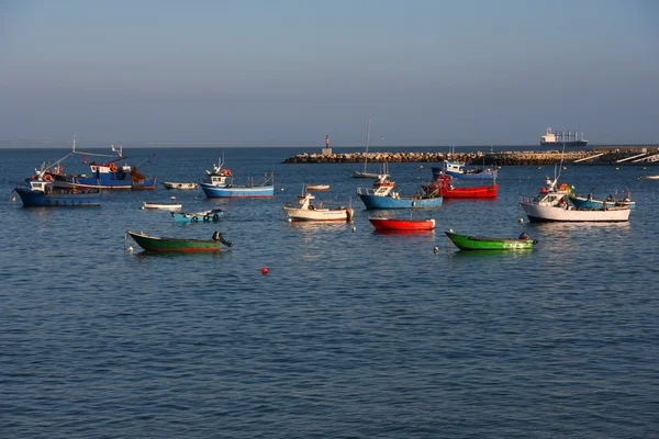 Colorful fishing boats, Cascais, Portugal