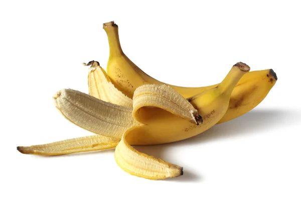 Dwie dojrzałe banany na białym tle — Zdjęcie stockowe