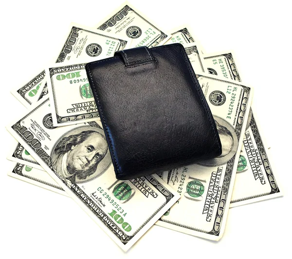 Wallet on dollars — Stock Photo, Image