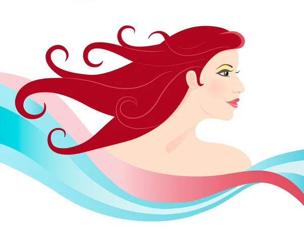 Flicka med rött hår — Stock vektor