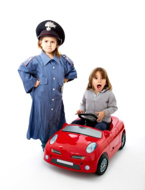Police stop a driver children game clipart