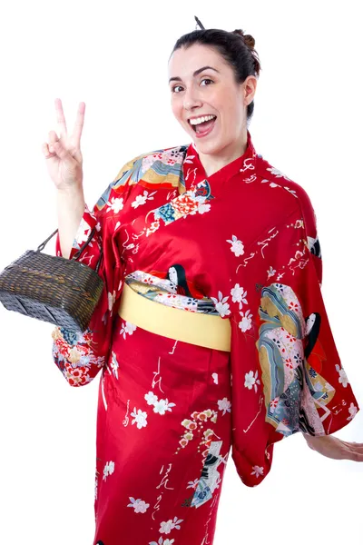 stock image Tourist with oriental kimono