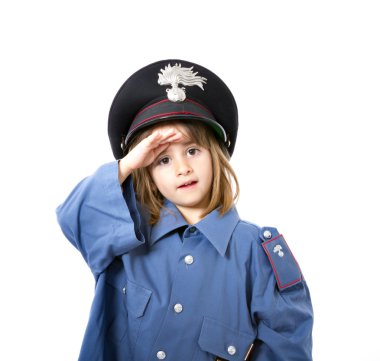 Children in military carabiniere uniform clipart