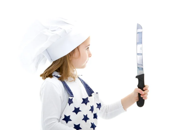 Kuchař kuchař s kuchyňským nožem — Stock fotografie