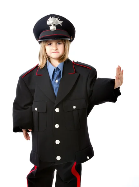 Children in military carabiniere uniform — Stock Photo, Image