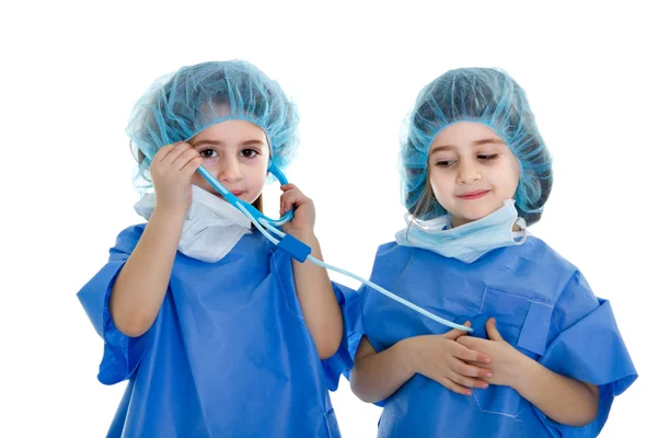 Par barn läkare — Stockfoto