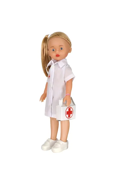 Bonita muñeca enfermera aislada sobre fondo blanco —  Fotos de Stock