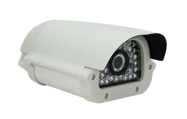 Güvenlik kamerası infra kırmızı beyaz zemin üzerine izole. — Stok fotoğraf