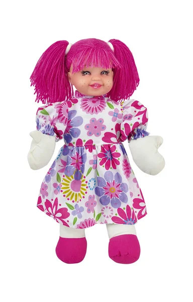 Bella bambola capelli rosa isolato su sfondo bianco — Foto Stock