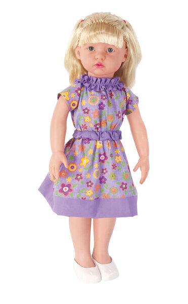 Pretty blond hair doll isolated on white background