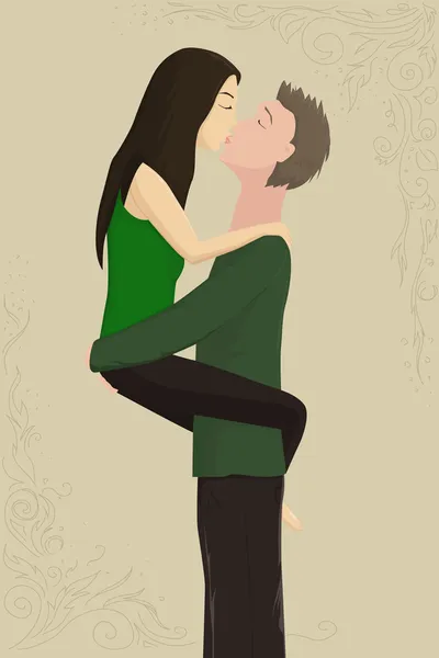 Paar küsst sich inbrünstig — Stockvektor