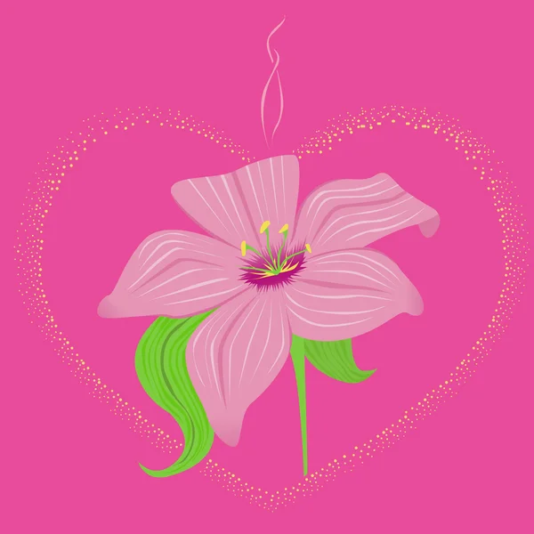 Lysande hjärta med lily — Stock vektor