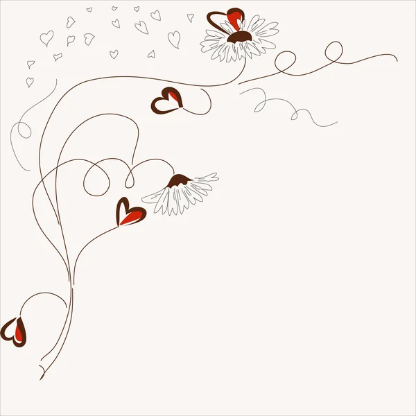 Fond floral et cardiaque — Image vectorielle