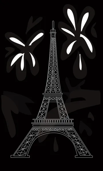 Torre Eiffel en negro — Vector de stock