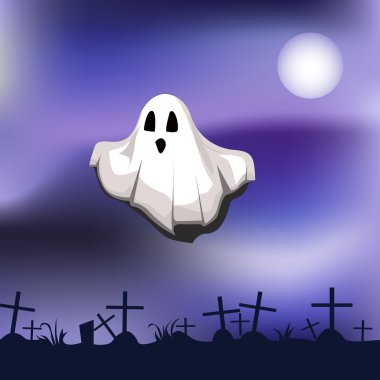 Ghost on cemetery clipart