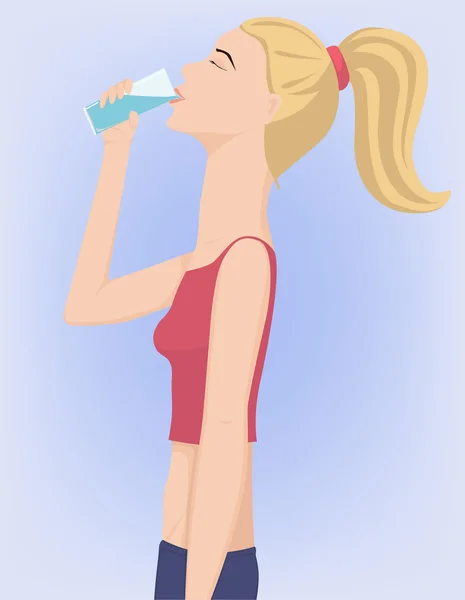 Κορίτσι πίνει νερό — Διανυσματικό Αρχείο