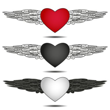 Hearts with wings clipart