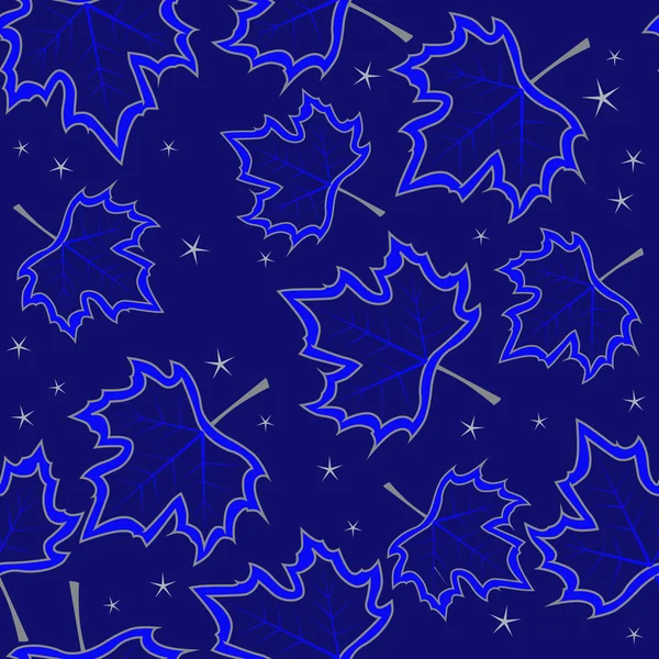 Feuilles d'érable bleu motif sans couture — Image vectorielle