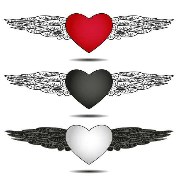 Hearts with wings — Stock Vector