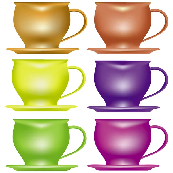 stock vector Set of teacups