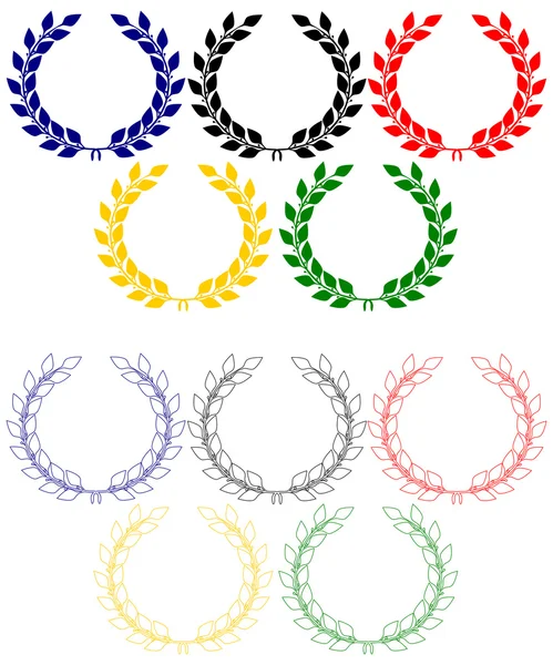 Olympic rings from laurel wreaths — Stock Vector