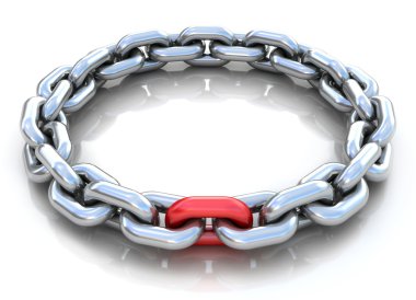 3d illustration of metal chain circle over white b clipart